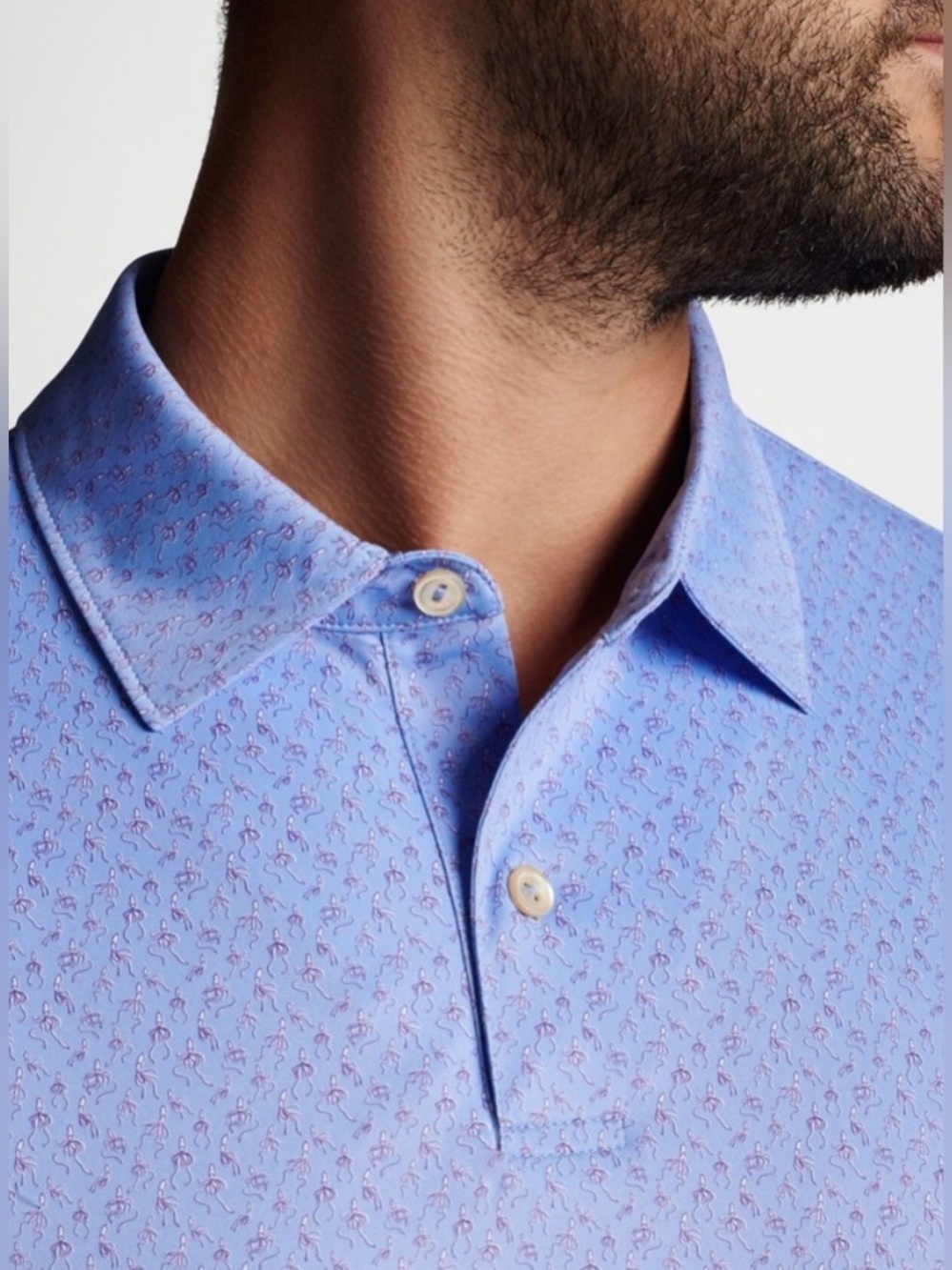 Peter Millar Crown Sport Featherweight Squid Pro Quo Blue Polo Golf Shirt Large - Picture 2 of 9